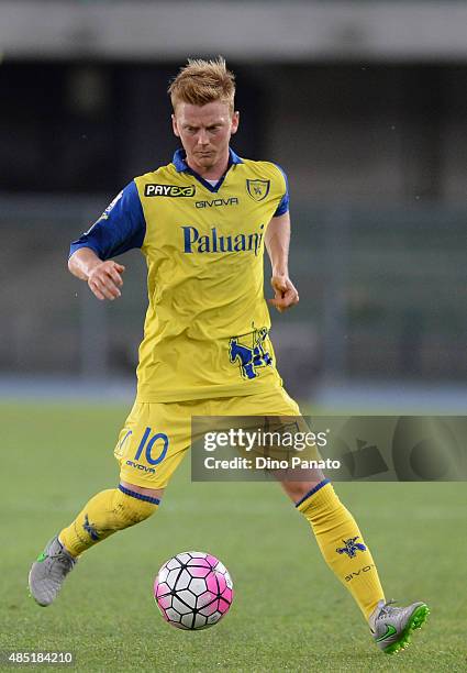 Anders Christiansen of AC Chievo Verona in action during the TIM Cup match between AC Chievo Verona and US Salernitana at Stadio Marc'Antonio...