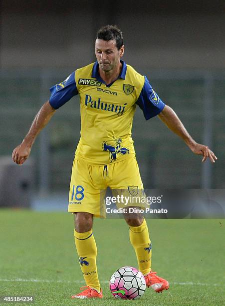 Massimo Gobbi of AC Chievo Verona in action during the TIM Cup match between AC Chievo Verona and US Salernitana at Stadio Marc'Antonio Bentegodi on...