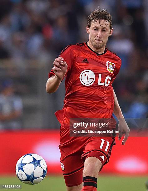 Stefan Klessling of Bayer Leverkusen in action during the UEFA Champions League qualifying round play off first leg match between SS Lazio and Bayer...