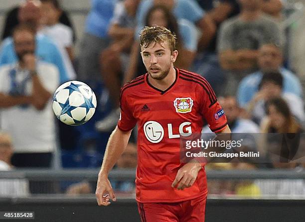 Christoph Kramer of Bayer Leverkusen in action during the UEFA Champions League qualifying round play off first leg match between SS Lazio and Bayer...