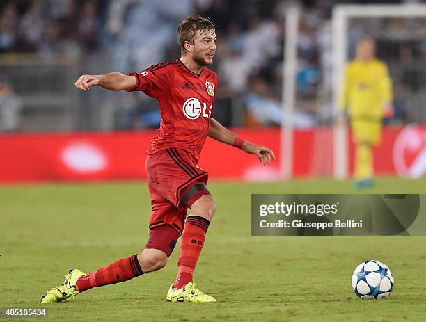 Christoph Kramer of Bayer Leverkusen in action during the UEFA Champions League qualifying round play off first leg match between SS Lazio and Bayer...