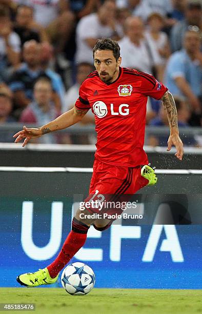 Roberto Hilbert of Bayer Leverkusen in action during the UEFA Champions League qualifying round play off first leg match between SS Lazio and Bayer...