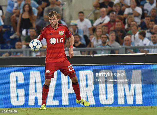 Christoph Kramer of Bayer Leverkusen in action during the UEFA Champions League qualifying round play off first leg match between SS Lazio and Bayer...