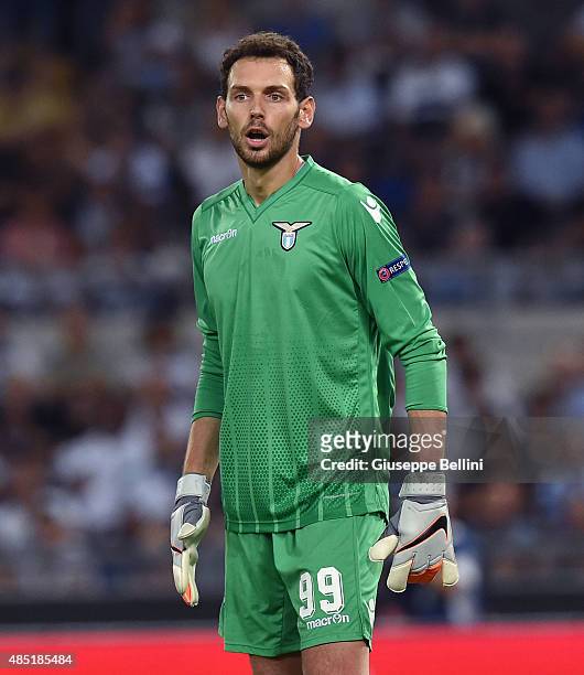 Etrit Berisha of SS Lazio in action during the UEFA Champions League qualifying round play off first leg match between SS Lazio and Bayer Leverkusen...