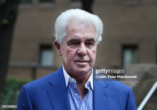 Publicist Max Clifford arrives at Southwark Crown Court on April 17, 2014 in London, England. The jury has retired to consider the 11 charges of...