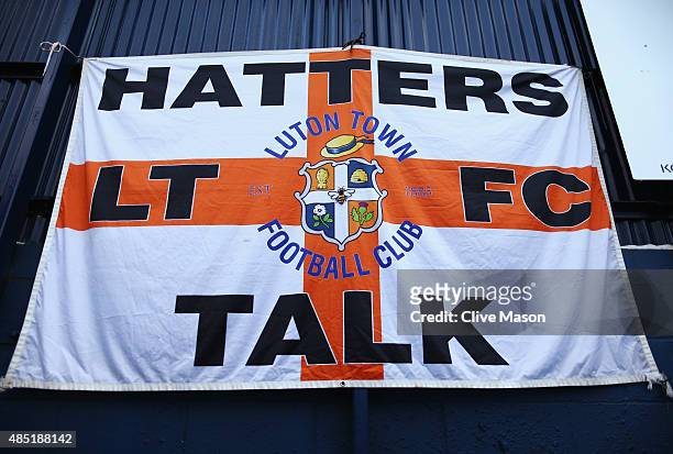 Luton Town flag is displayed prior to the Capital One Cup second round match between Luton Town and Stoke City at Kenilworth Road on August 25, 2015...