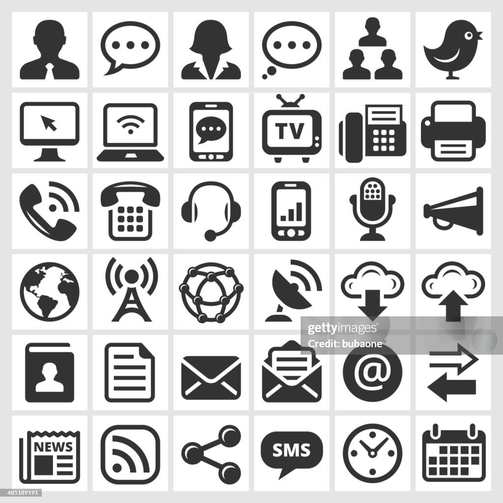 Social Technology and Internet Black & White vector icon set
