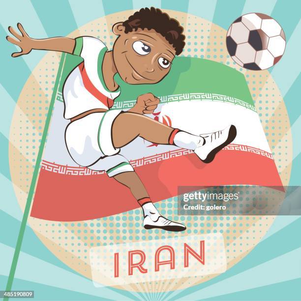 iranian soccer player - kicking-soccer-ball-clip-art stock illustrations