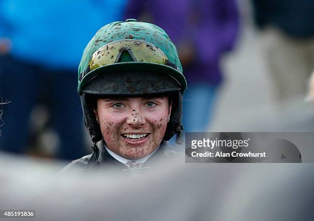 Bryony Frost poses at Fontwell racecourse on August 25, 2015 in Fontwell, England.