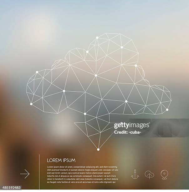 abstract polygonal cloud concept - triangle 3d icon stock illustrations