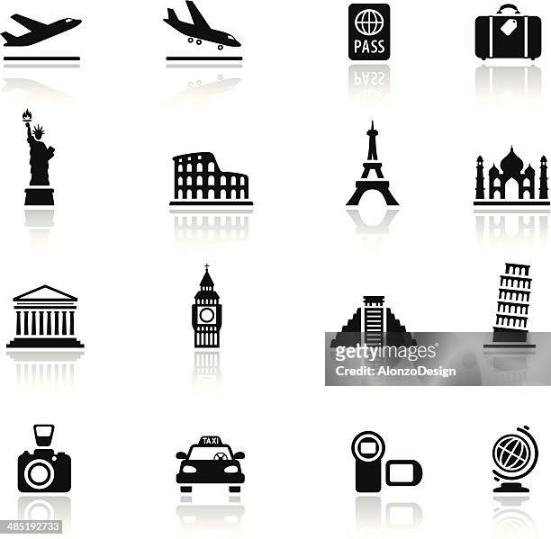 bildbanksillustrationer, clip art samt tecknat material och ikoner med travel destinations icon set - leaning tower of pisa
