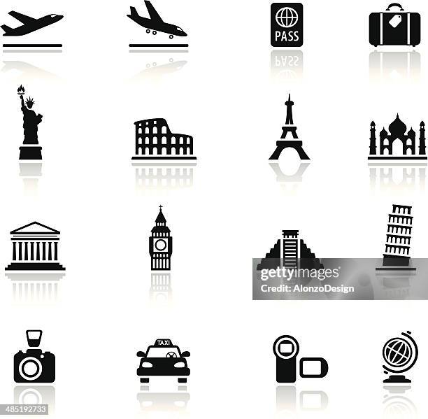 travel destinations icon set - ethnography icon stock illustrations