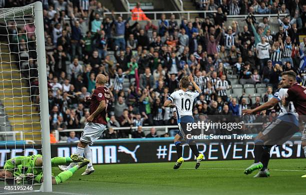 Siem de Jong of Newcastle celebrates after scoring the second goal during The Capital One Cup second round match between Newcastle United and...