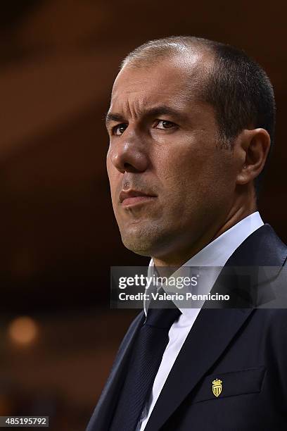 Monaco head coach Leonardo Jardim looks on prior to the UEFA Champions League qualifying round play off second leg match between Monaco and Valencia...