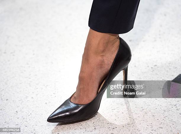 Singer Jordin Sparks, shoe detail, visits 'Extra' at their New York studios at H&M in Times Square on August 25, 2015 in New York City.