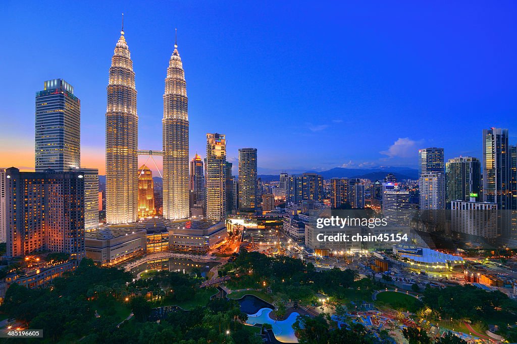 Twin tower twilight at Kuala Lumpur, Malaysia