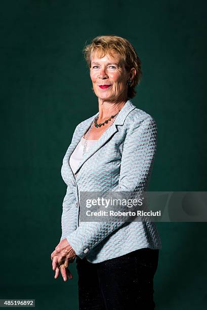 English actress Celia Imrie attends a photocall at Edinburgh International Book Festival on August 25, 2015 in Edinburgh, Scotland.