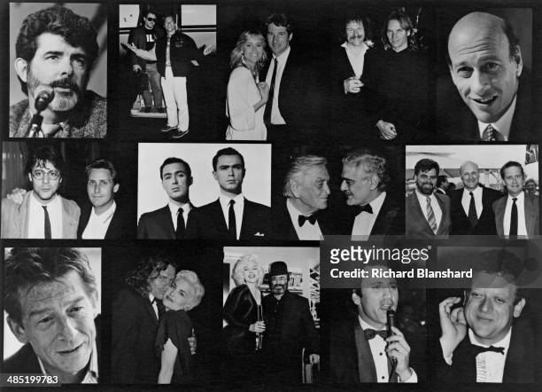 Composite image of actors and filmmakers, who are due to attend the Cannes International Film Festival in May 1989. Top row, left to right: George...