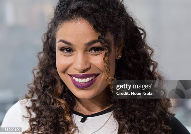 Singer Jordin Sparks visits 'Extra' at their New York studios at H&M in Times Square on August 25, 2015 in New York City.