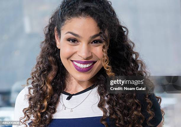 Singer Jordin Sparks visits 'Extra' at their New York studios at H&M in Times Square on August 25, 2015 in New York City.