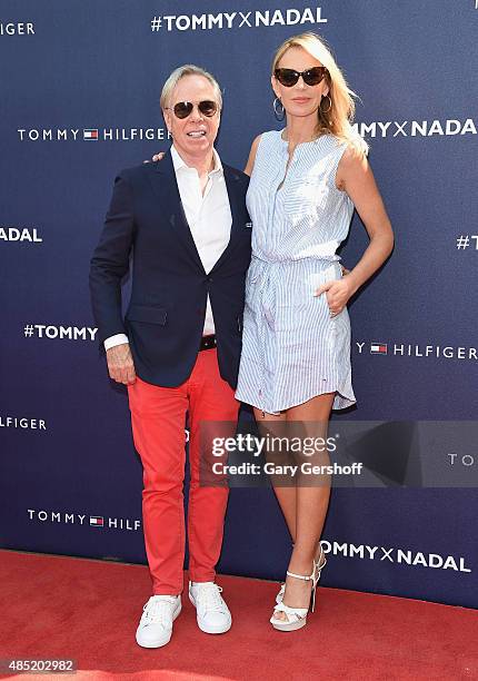 Tommy Hilfiger and Dee Hilfiger attend the Tommy Hilfiger And Rafael Nadal Launch Global Brand Ambassadorship at Bryant Park on August 25, 2015 in...