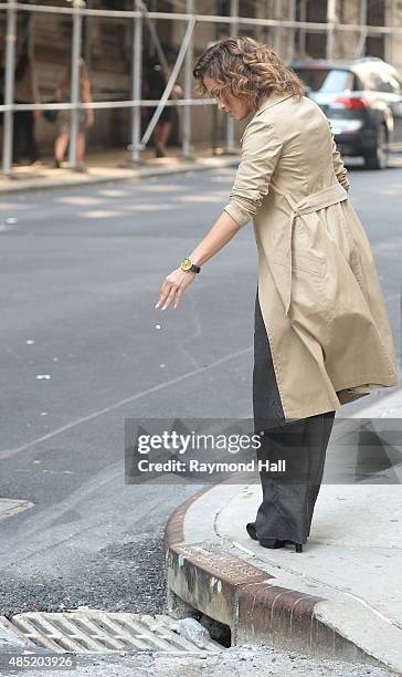 Singer/ActressJennifer Lopez is seen on the set of 'Shades of Blue' on August 25, 2015 in New York City.