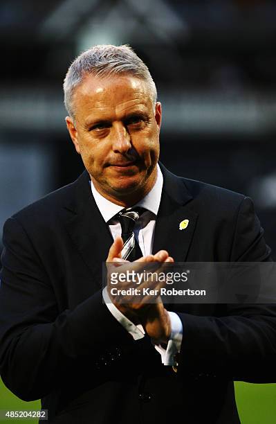 Kit Symons the Fulham manager looks on before the Capital One League Cup Second Round match between Fulham and Sheffield United at Craven Cottage on...