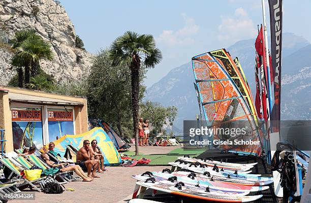 General view at Lake Garda, Hotel Pier Surf Center on August 12, 2015 in Riva del Garda, Italy.
