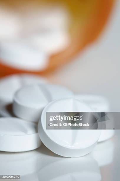 oxycodone. oxycodone is a medication synthesized from opium-derived thebaine. oxycodone is an orally active narcotic analgesic used to treat moderate to severe acute pain. - oxycodone pills stock pictures, royalty-free photos & images