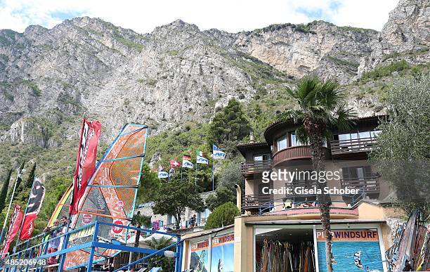 General view at Lake Garda, Hotel Pier Surf Center on August 21, 2015 in Riva del Garda, Italy.