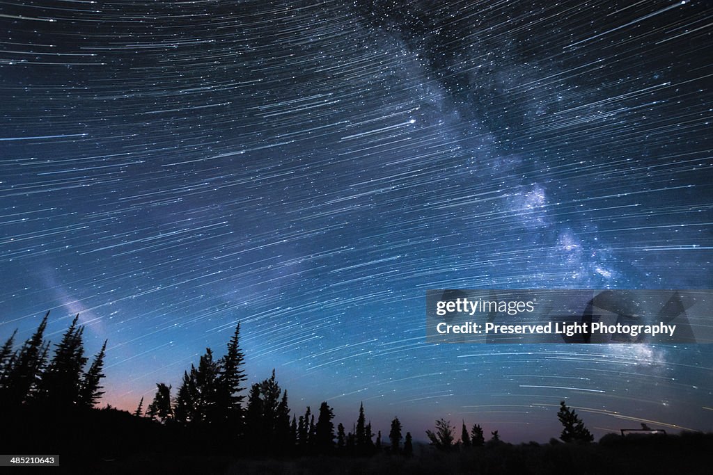 Milky way, hour-long time exposure, Osoyoos, British Columbia, Canada