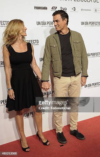 Begona Fernandez and Pedro Sanchez attend the 'A Perfect Day' Premiere at Palafox Cinema on August 25, 2015 in Madrid, Spain.