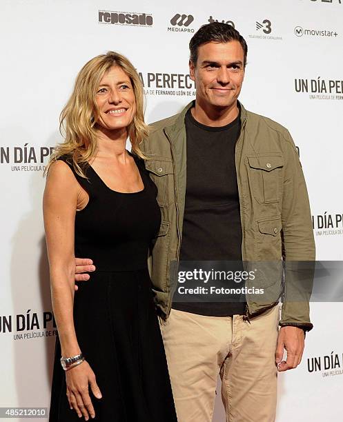 Begona Fernandez and Pedro Sanchez attend the 'A Perfect Day' Premiere at Palafox Cinema on August 25, 2015 in Madrid, Spain.