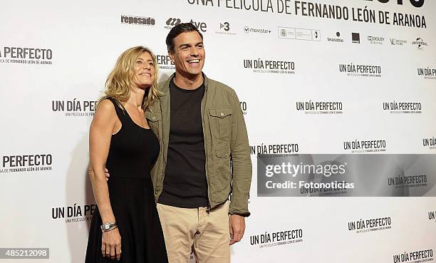 Begona Fernandez and Pedro Sanchez attend the 'A Perfect Day' Premiere at Palafox Cinema on August 25, 2015 in Madrid, Spain.