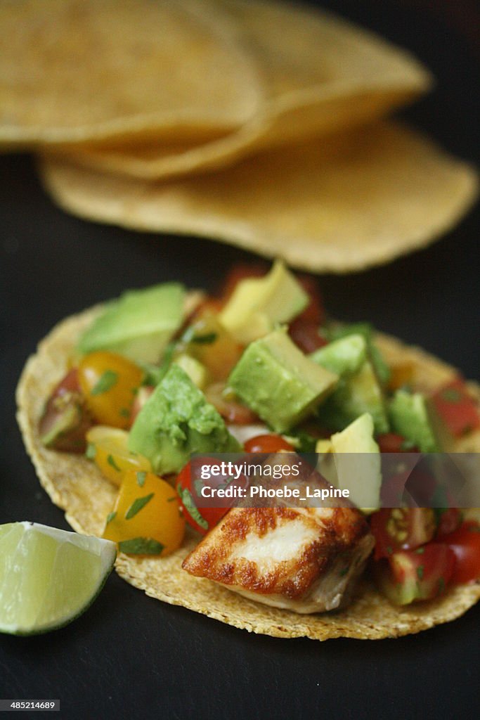 Fish Tacos with Avocado and Pico de Gallo
