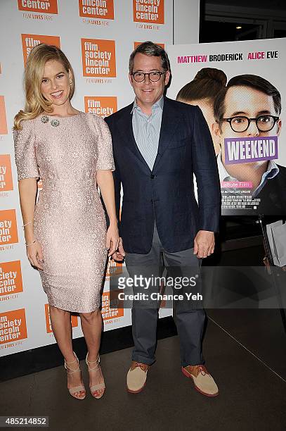 Alice Eve and Matthew Broderick attend 2015 Film Society Of Lincoln Center Summer Talks with "Dirty Weekend" at Elinor Bunin Munroe Film Center on...