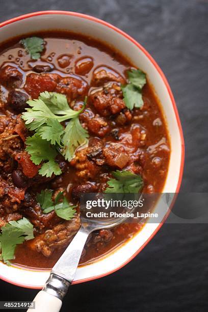 turkey chili with black beans and jalapeno - black beans stock pictures, royalty-free photos & images