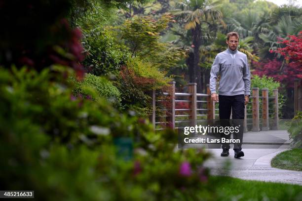 Jenson Button of Great Britain and McLaren pictured ahead of the Chinese Formula One Grand Prix at the Shanghai International Circuit on April 17,...