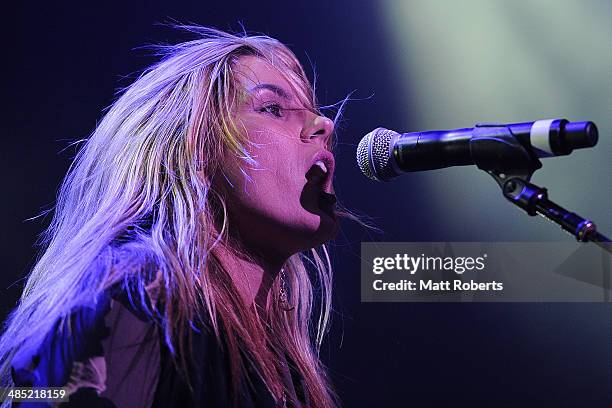 Grace Potter and The Nocturnals performs live for fans at the 2014 Byron Bay Bluesfest on April 17, 2014 in Byron Bay, Australia.