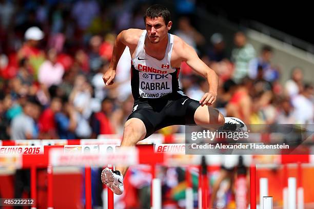 Johnathan Cabral of Canada competes in the Men's 110 metres hurdles heats during day five of the 15th IAAF World Athletics Championships Beijing 2015...