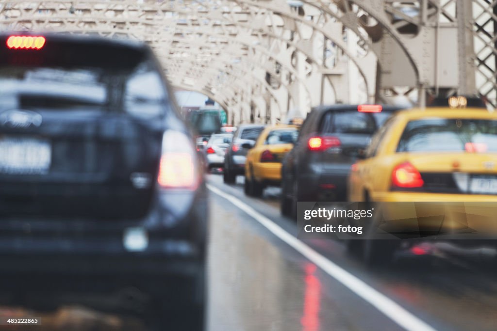 USA, New York State, New York City, Cars in traffic jam