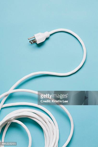 white power plug with cable - plug stock-fotos und bilder