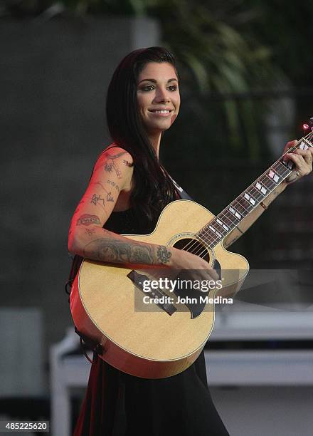 Christina Perri performs during "The Girls Night Out, Boys Can Come Too Tour" at The Mountain Winery on August 25, 2015 in Saratoga, California.