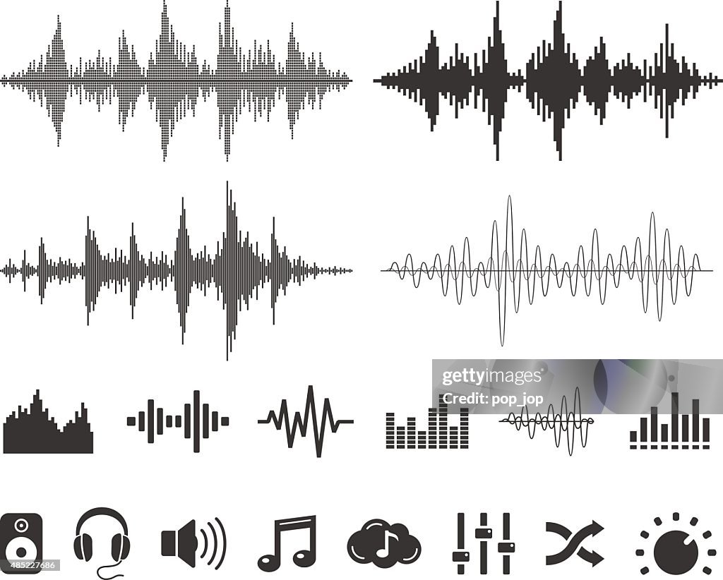 Sound Waves and Icons - Vector Set
