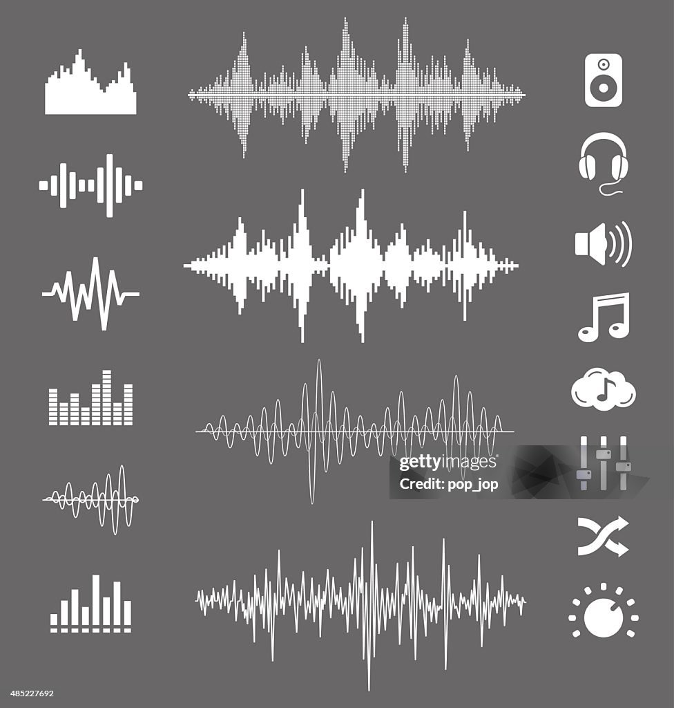 Sound Waves and Icons - Vector Set