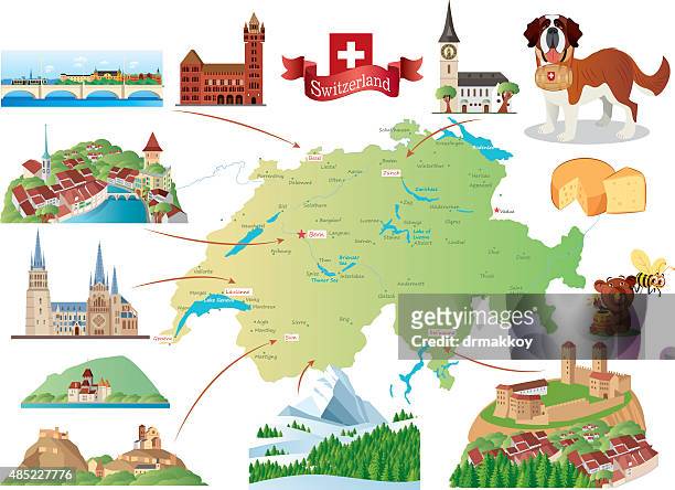 switzerland - zurich map stock illustrations