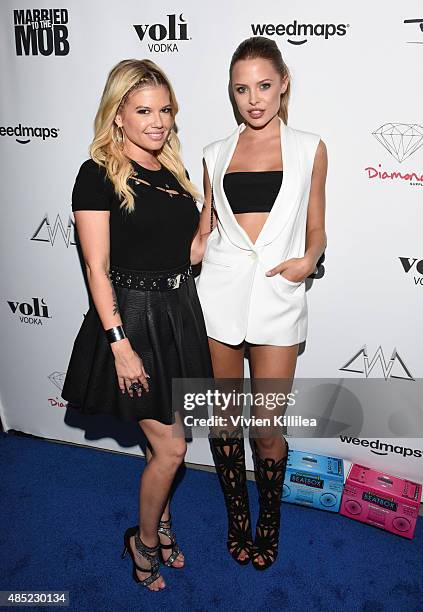 Chanel West Coast and Mara Teigen attend Weedmaps Presents A Special Performance By Chanel West Coast at The Roosevelt Hotel on August 25, 2015 in...