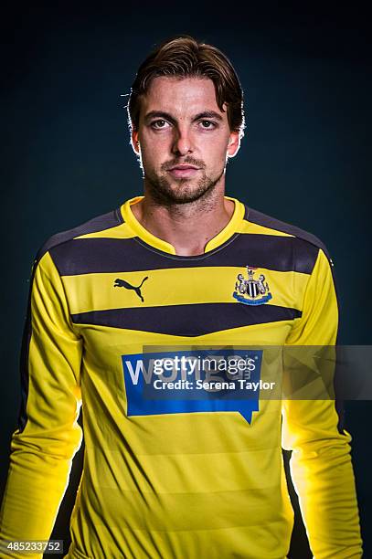 Tim Krul poses for his head shot during a Newcastle United Photocall at The Newcastle United Training Centre on July 28 in Newcastle upon Tyne,...