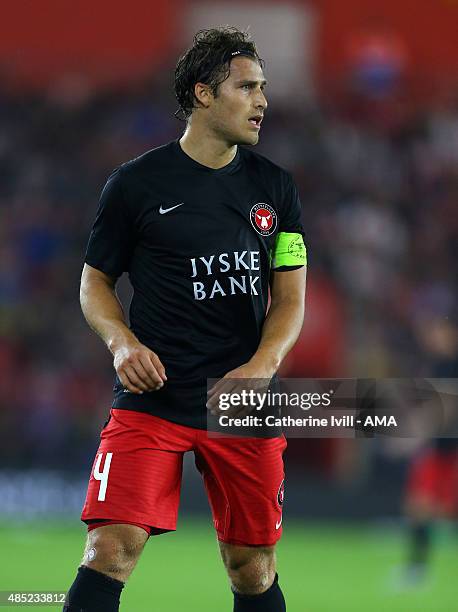 Erik Sviatchenko of FC Midtjylland during the UEFA Europa League Play Off Round 1st Leg match between Southampton and FC Midtjylland at St Mary's...