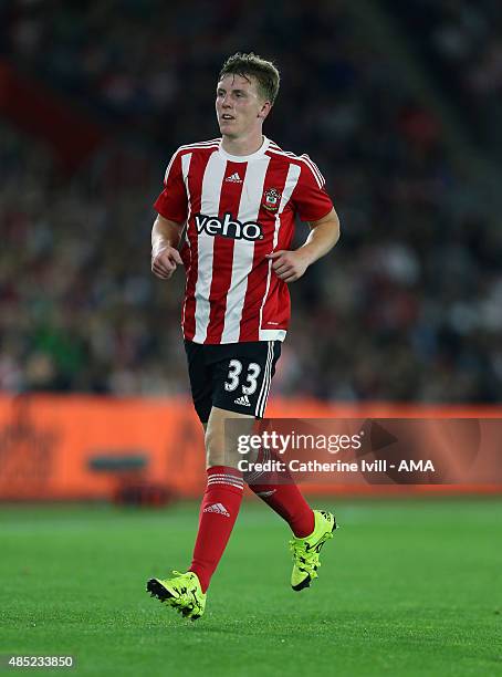 Matt Targett of Southampton during the UEFA Europa League Play Off Round 1st Leg match between Southampton and FC Midtjylland at St Mary's Stadium on...